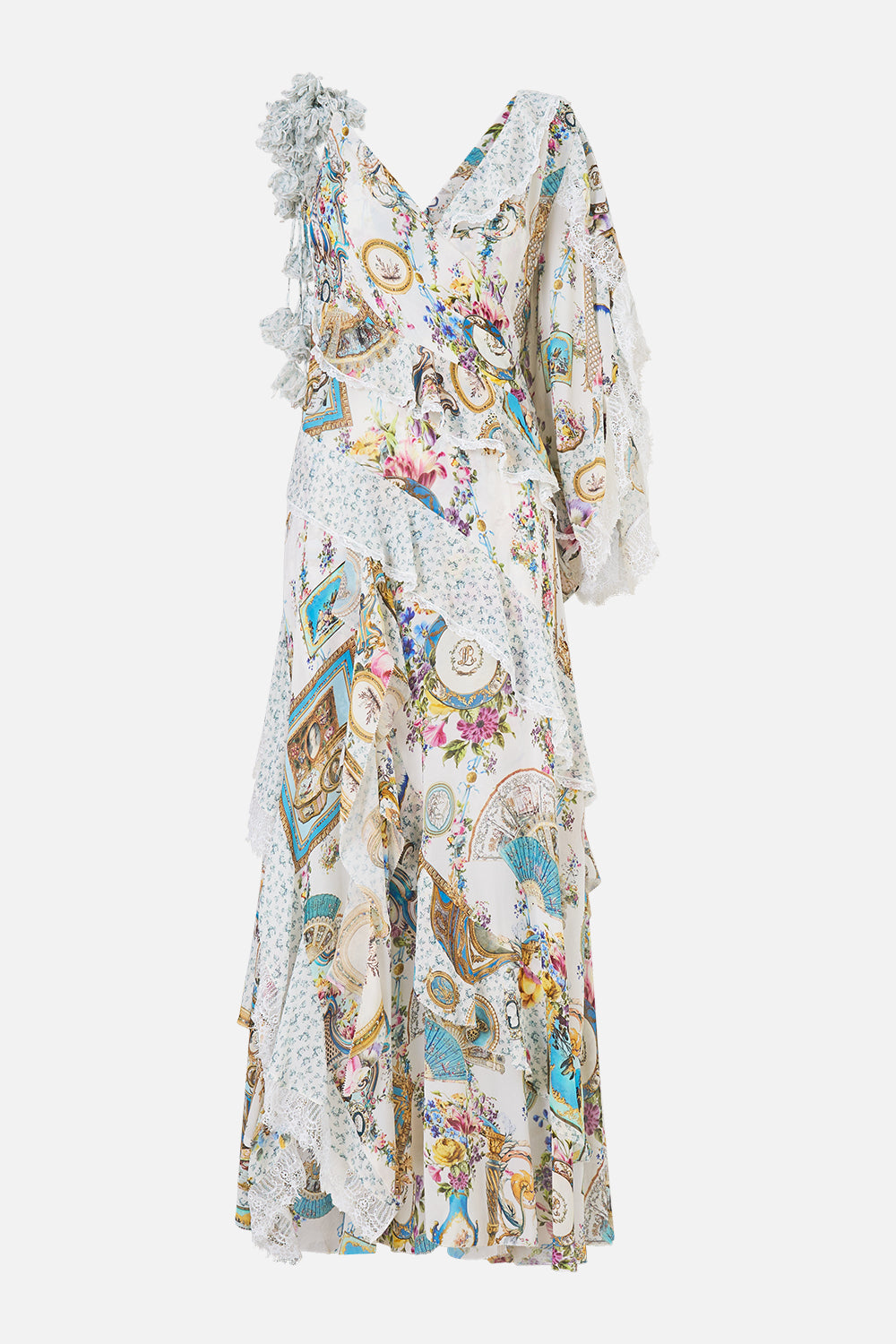 ASYMMETRIC SPLICED RUFFLE DRESS ART FOR THE ARTISANS