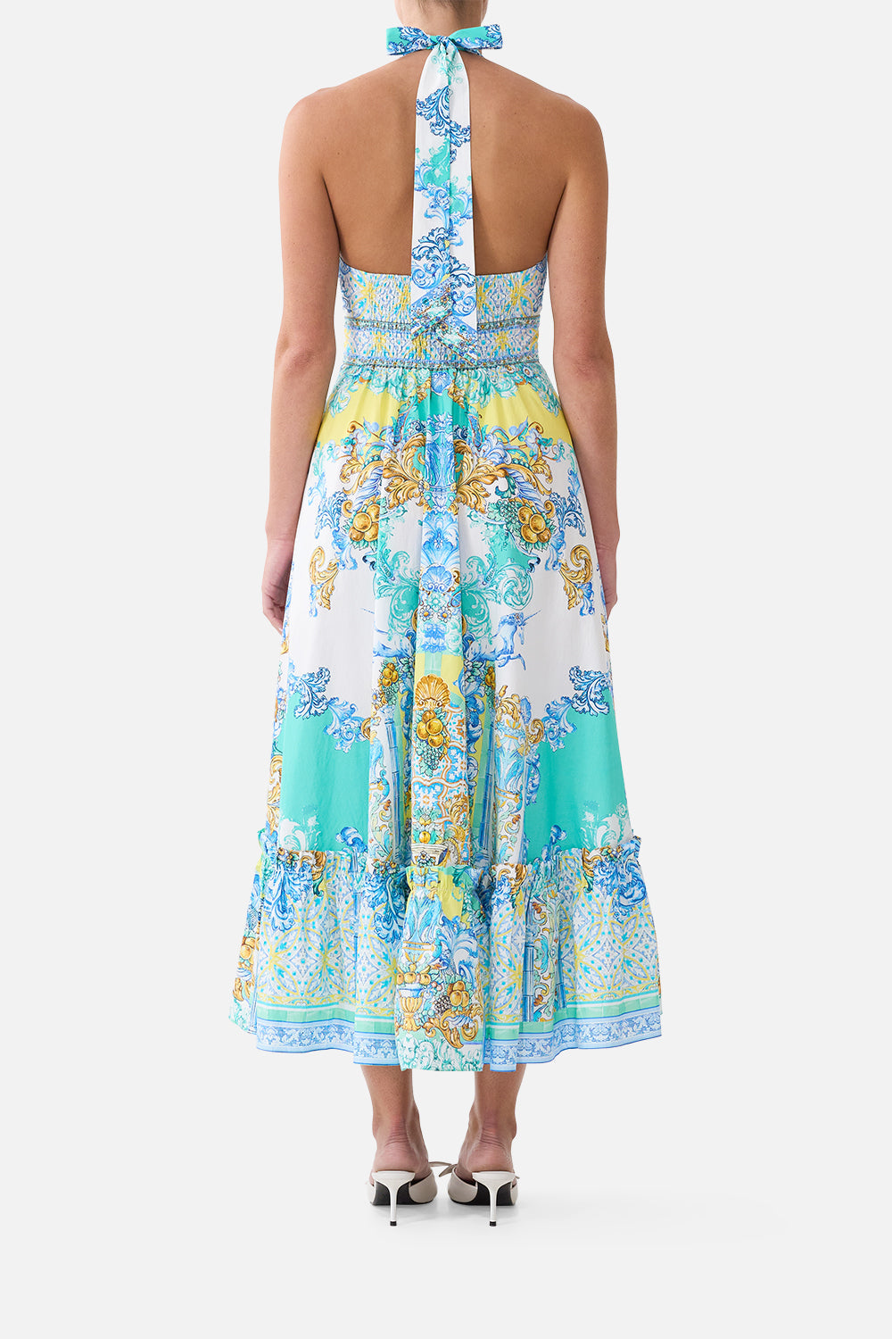RUFFLE NECK HALTER DRESS DIAL UP THE TILES