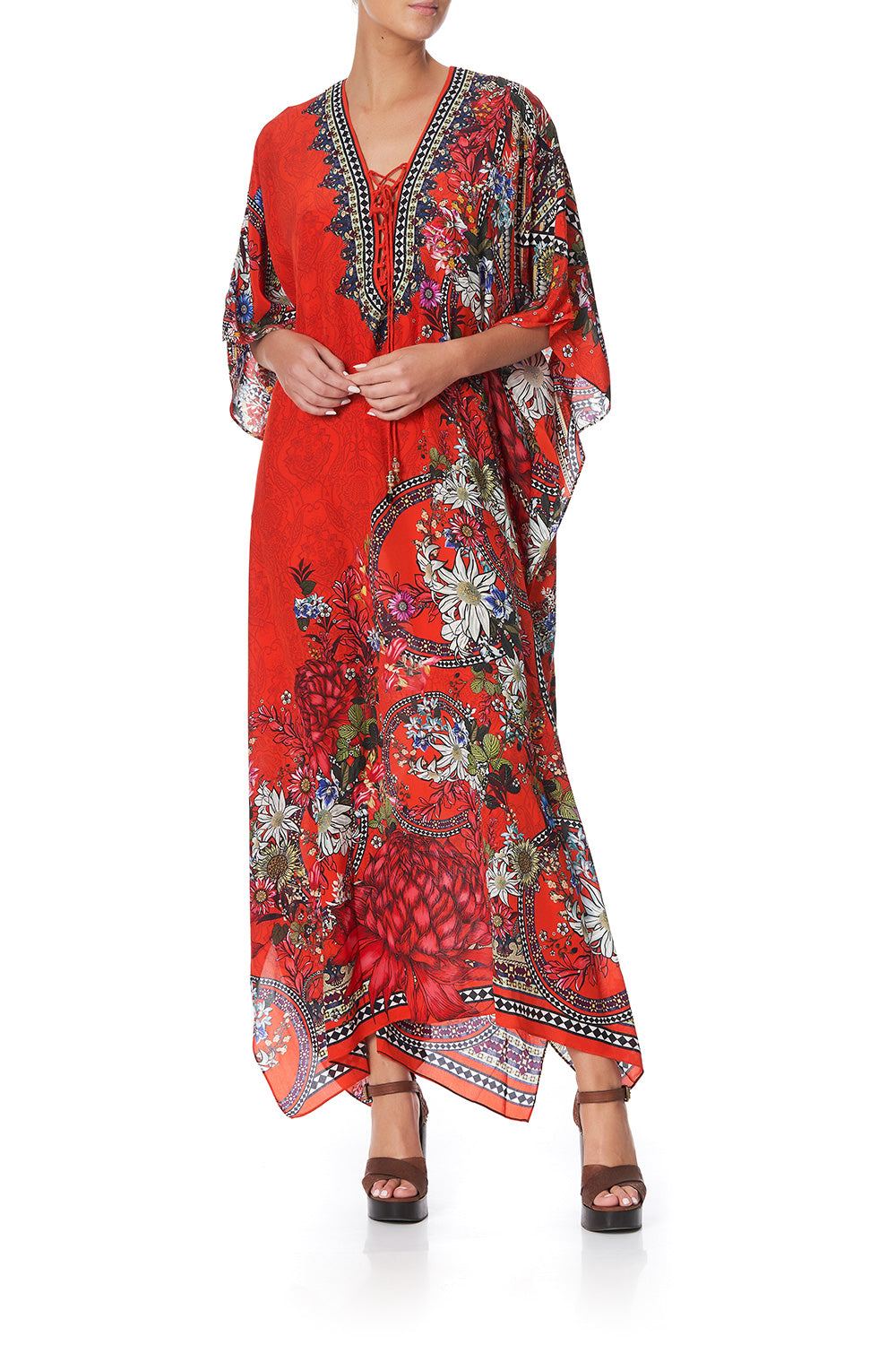 LACE UP KAFTAN WONDERING WARATAH