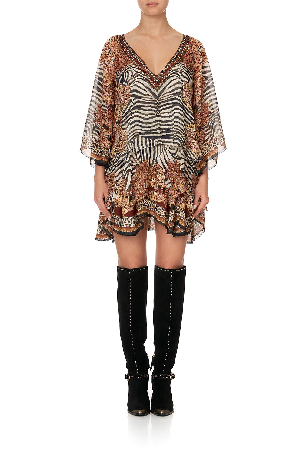 LAYERED FRILL SHORT DRESS WILD FIRE