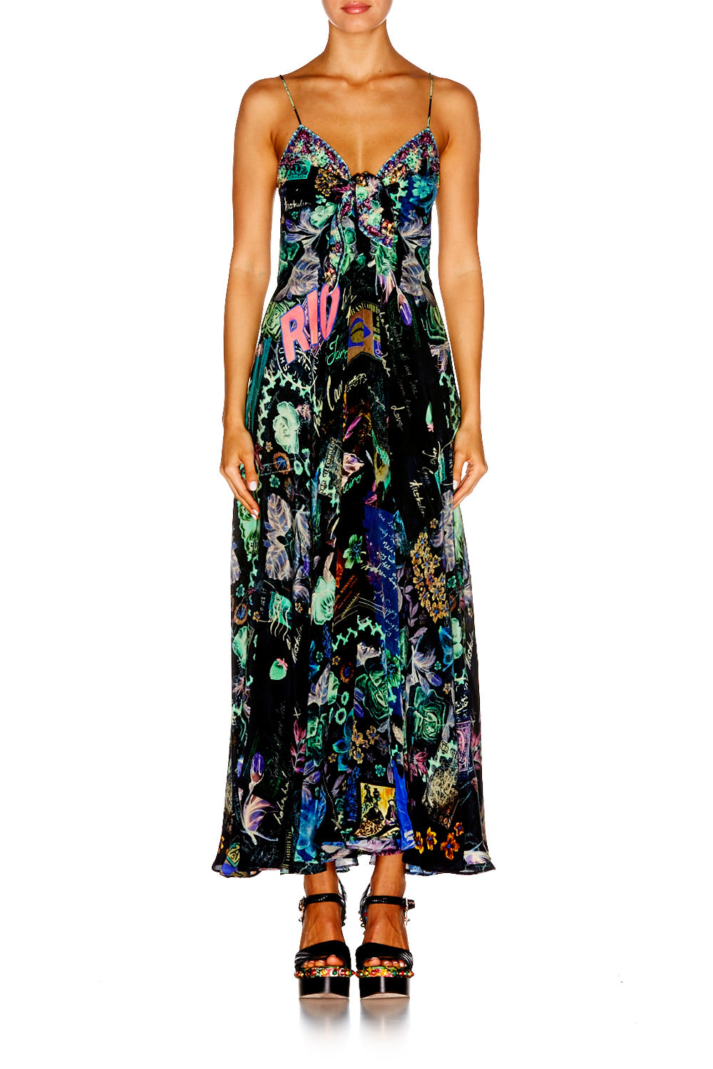 YOUVE GOT MAIL LONG DRESS WITH TIE FRONT