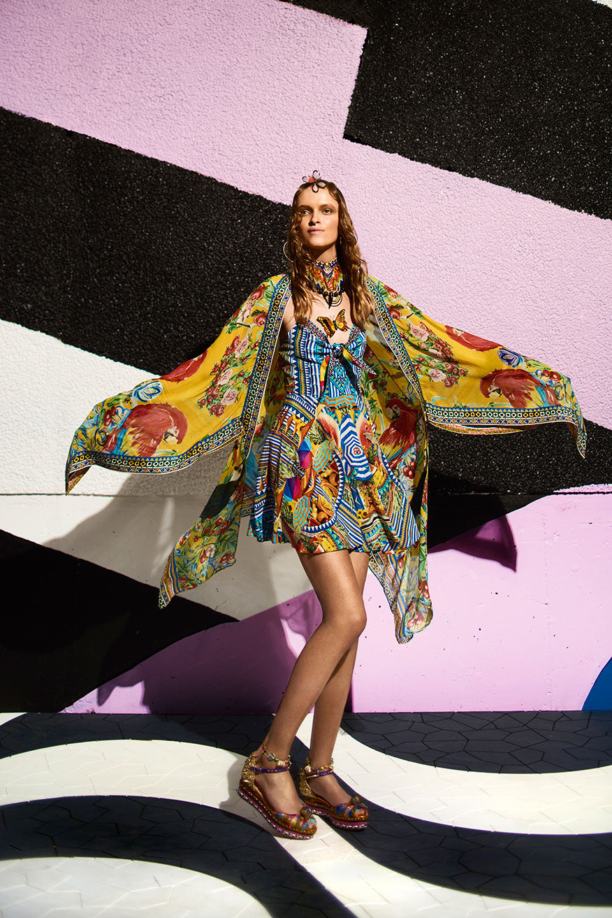 LOVE BIRDS LONG DRAPED ROBE