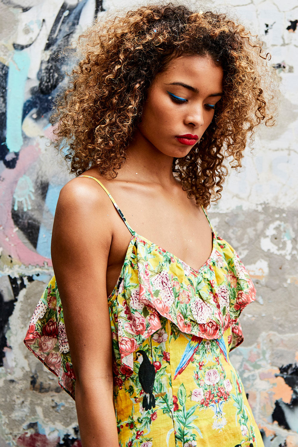 LOVE BIRDS LOW V BACK DRESS W FRILL