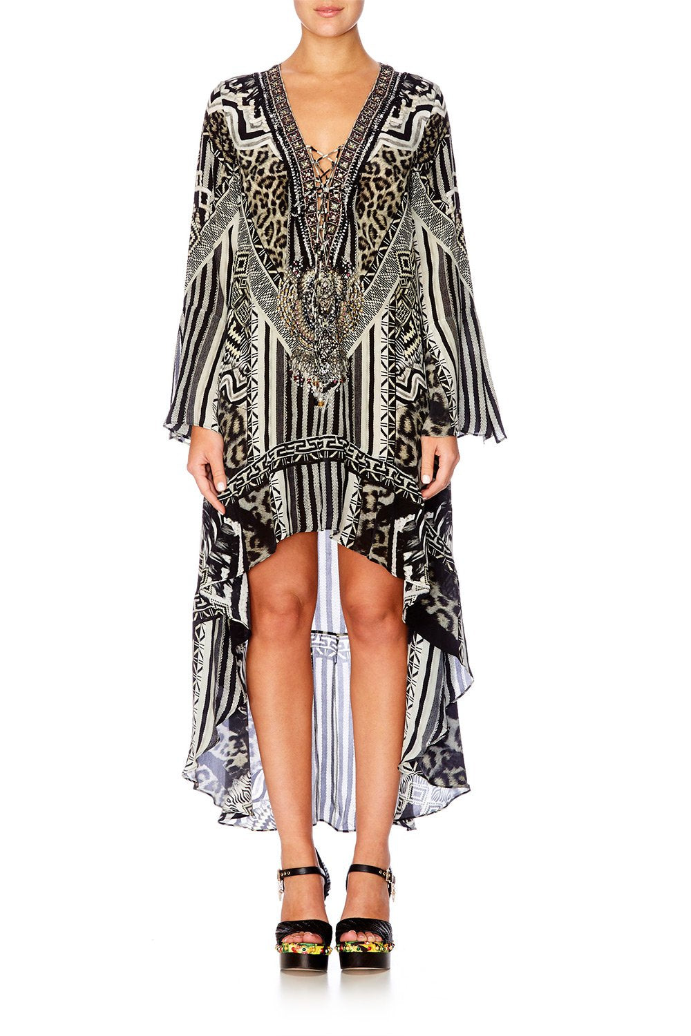 TRIBAL THEORY SHORT DRESS W HIGH LOW HEM