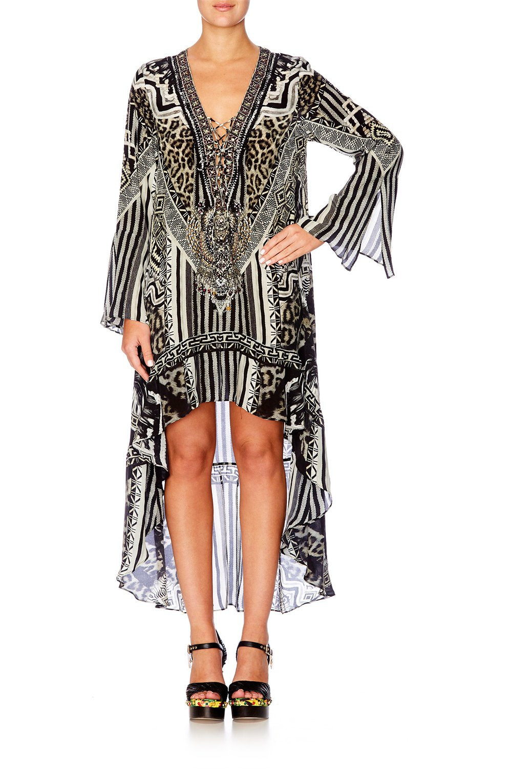 TRIBAL THEORY SHORT DRESS W HIGH LOW HEM