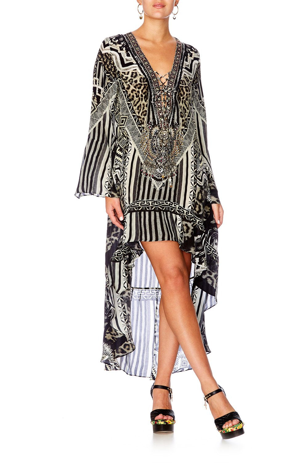 TRIBAL THEORY SHORT DRESS W HIGH LOW HEM