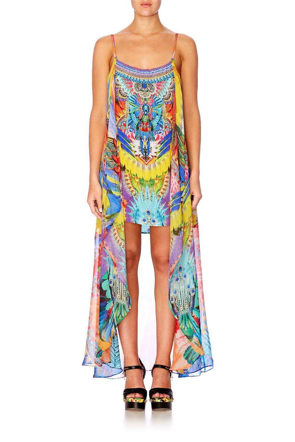 SHOW GIRL MINI DRESS WITH LONG OVERLAY