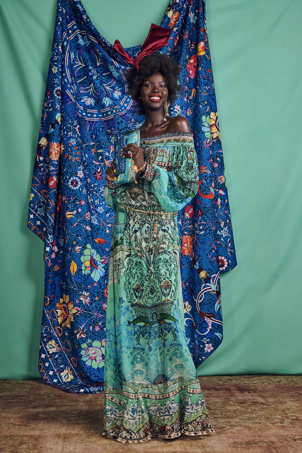 THE SPIRIT WITHIN OFF SHOULDER SHIRRED DRESS