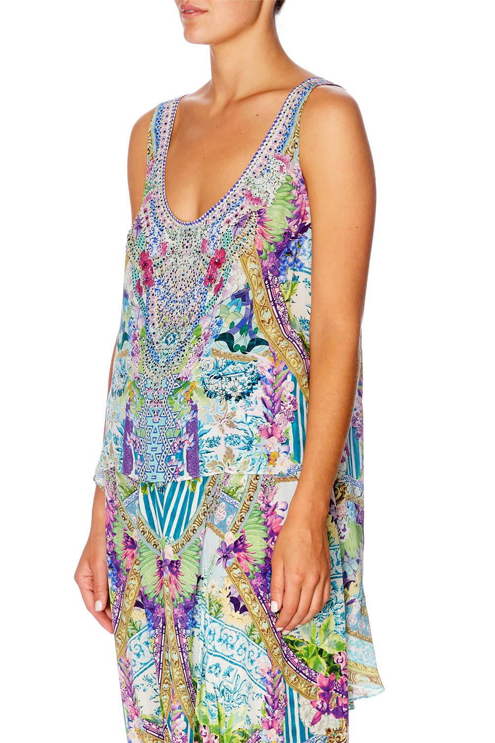 CAMILLA SALVADOR FIELDS FOREVER SCOOP NECK TOP WITH LONG BACK