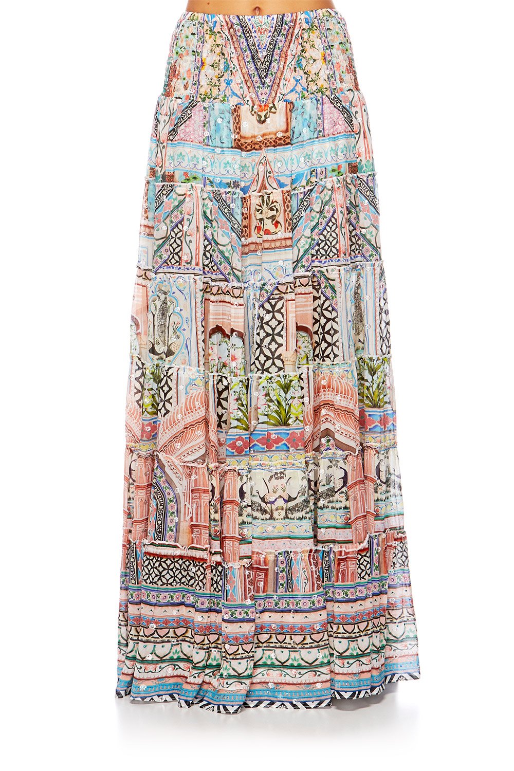 CAMILLA LADY LAKE TIERED HEM MAXI SKIRT