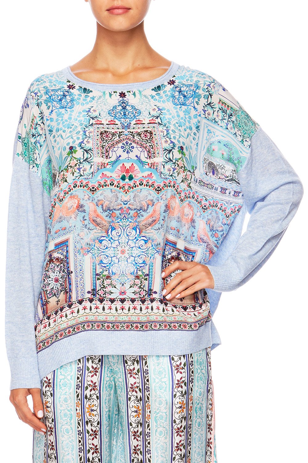 LOVERS RETREAT LOOSE FIT JUMPER W KNIT BACK