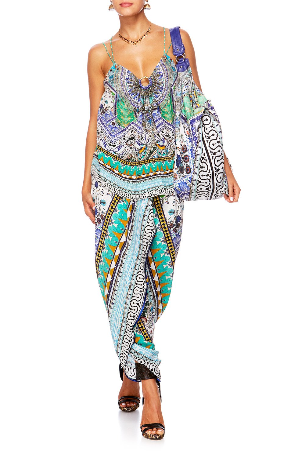 CAMILLA EVERLASTING UDAIPUR METAL TRIM DOUBLE STRAP TOP