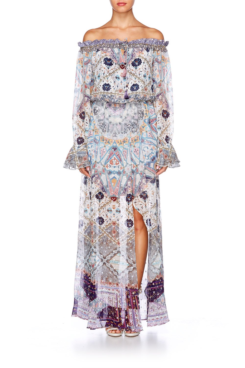 TALES OF TATIANA DROP SHOULDER SPLIT DRESS