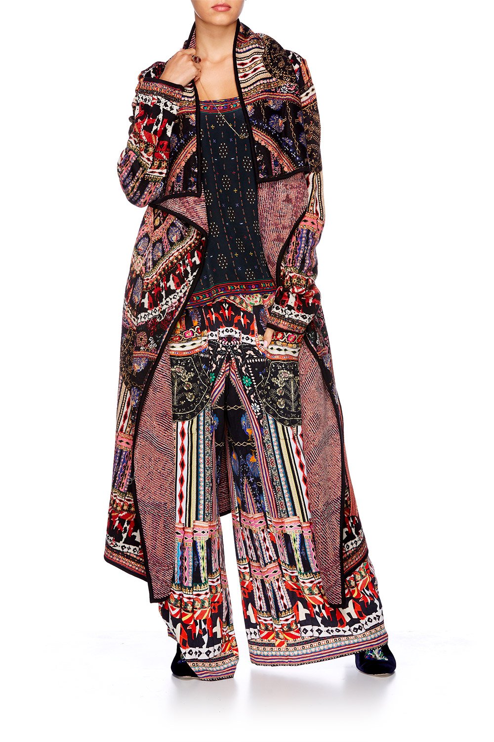 DANCING ON MY OWN LONG JAQUARD CARDIGAN W TIE