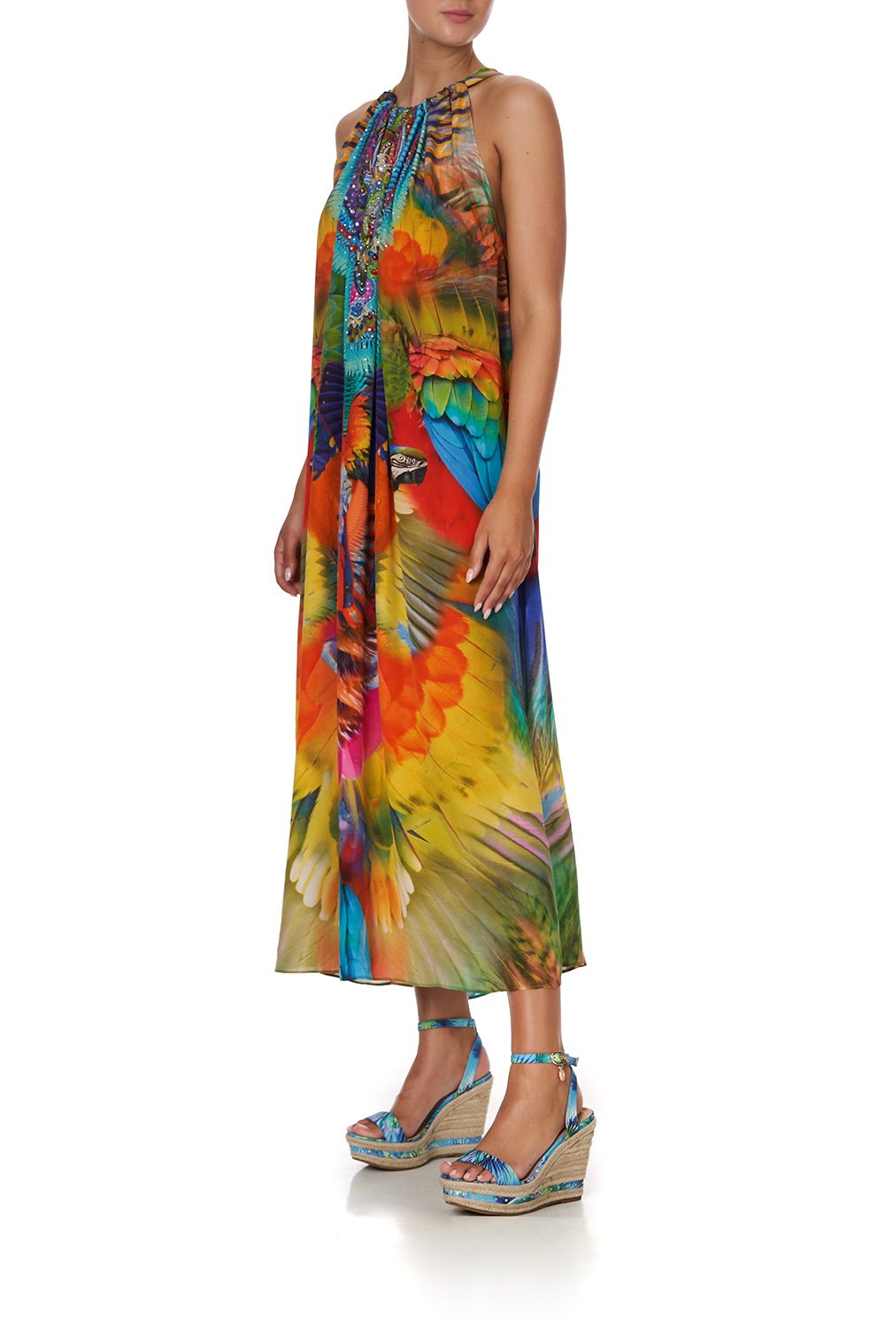 DRAWSTRING LONG DRESS SCARLET ASTERIA