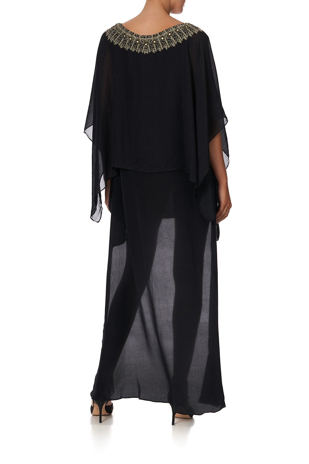 ROUND NECK SHORT LAYER KAFTAN BLACK
