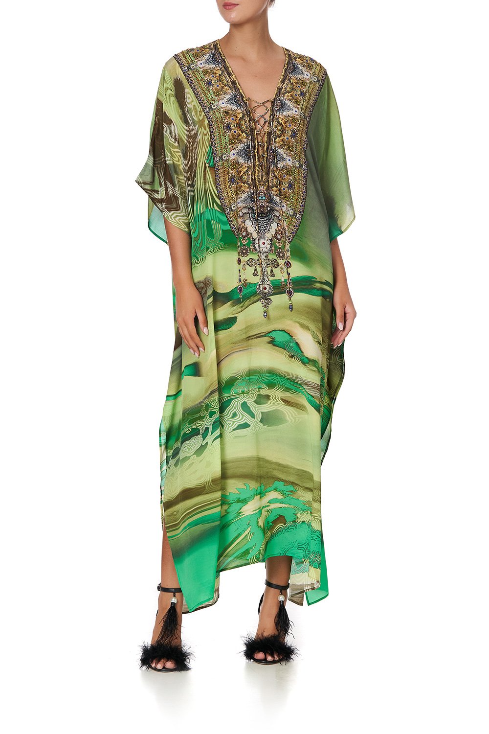 V NECK SPLIT KAFTAN MULTI
