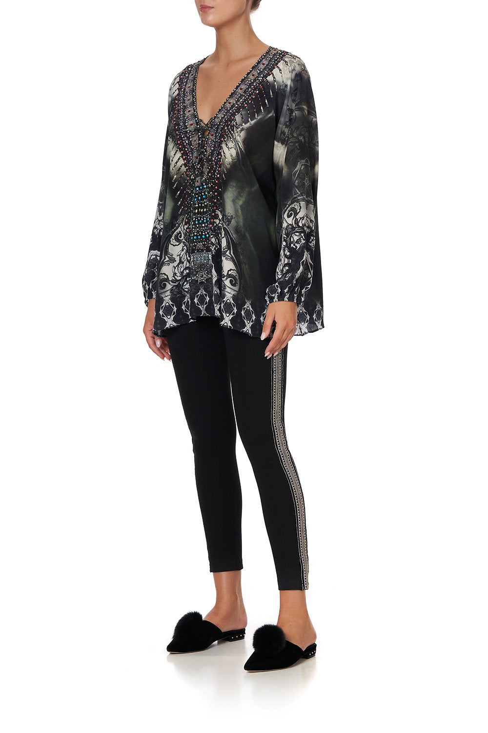 LACE UP BLOUSE IN THE SHADOWS