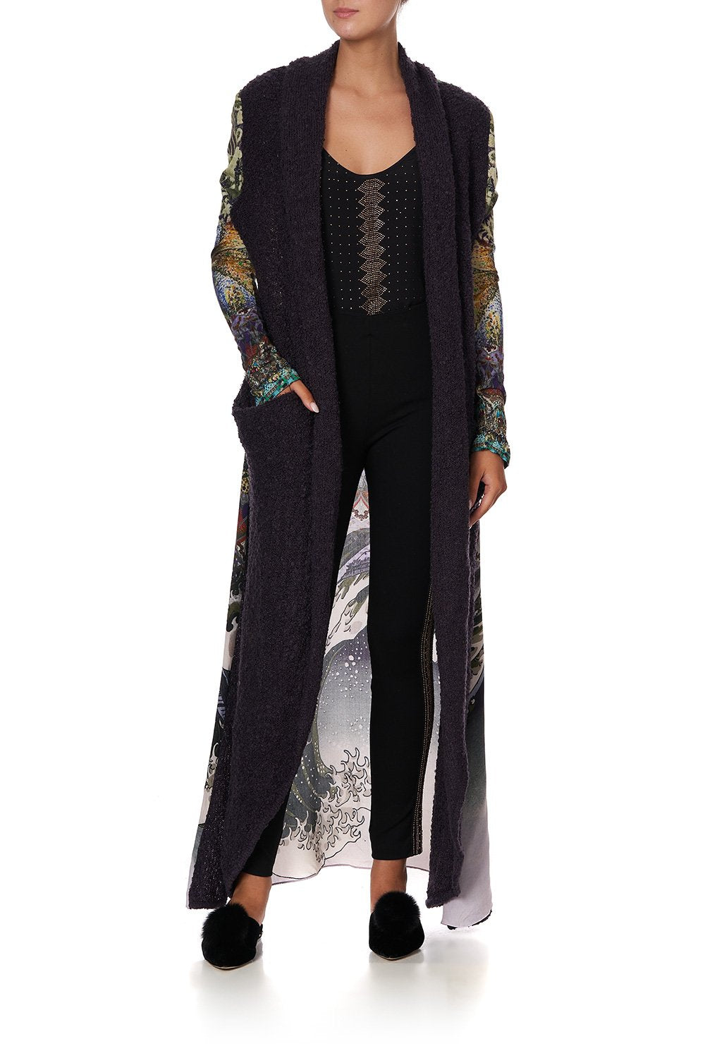 BOUCLE FRONT LONG CASUAL JACKET KABUKU