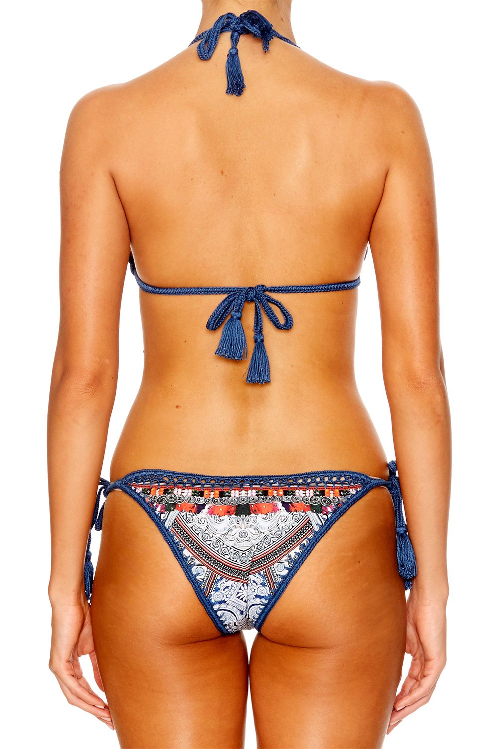 ANTIQUE BATIK SLIDE TRI W CROCHET EDGE