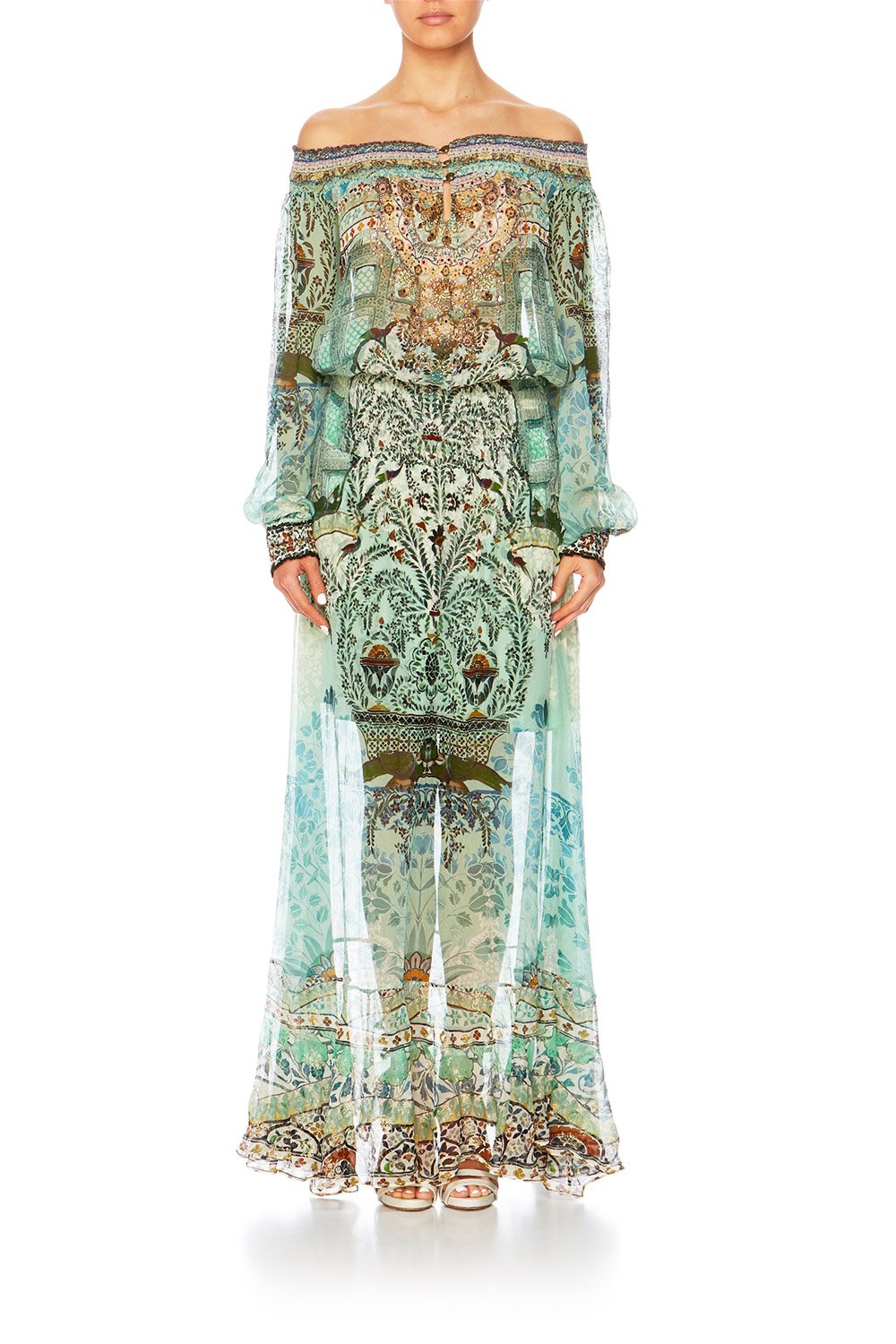 THE SPIRIT WITHIN OFF SHOULDER SHIRRED DRESS