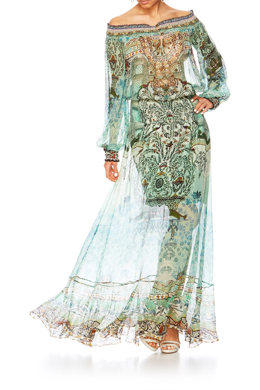 THE SPIRIT WITHIN OFF SHOULDER SHIRRED DRESS