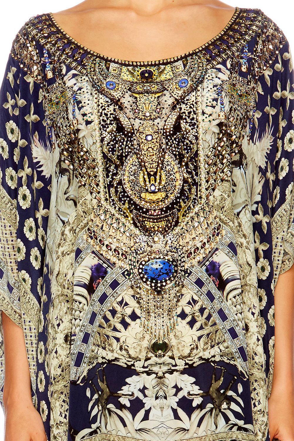 A LITTLE PAST TWILIGHT SHORT ROUND NECK KAFTAN