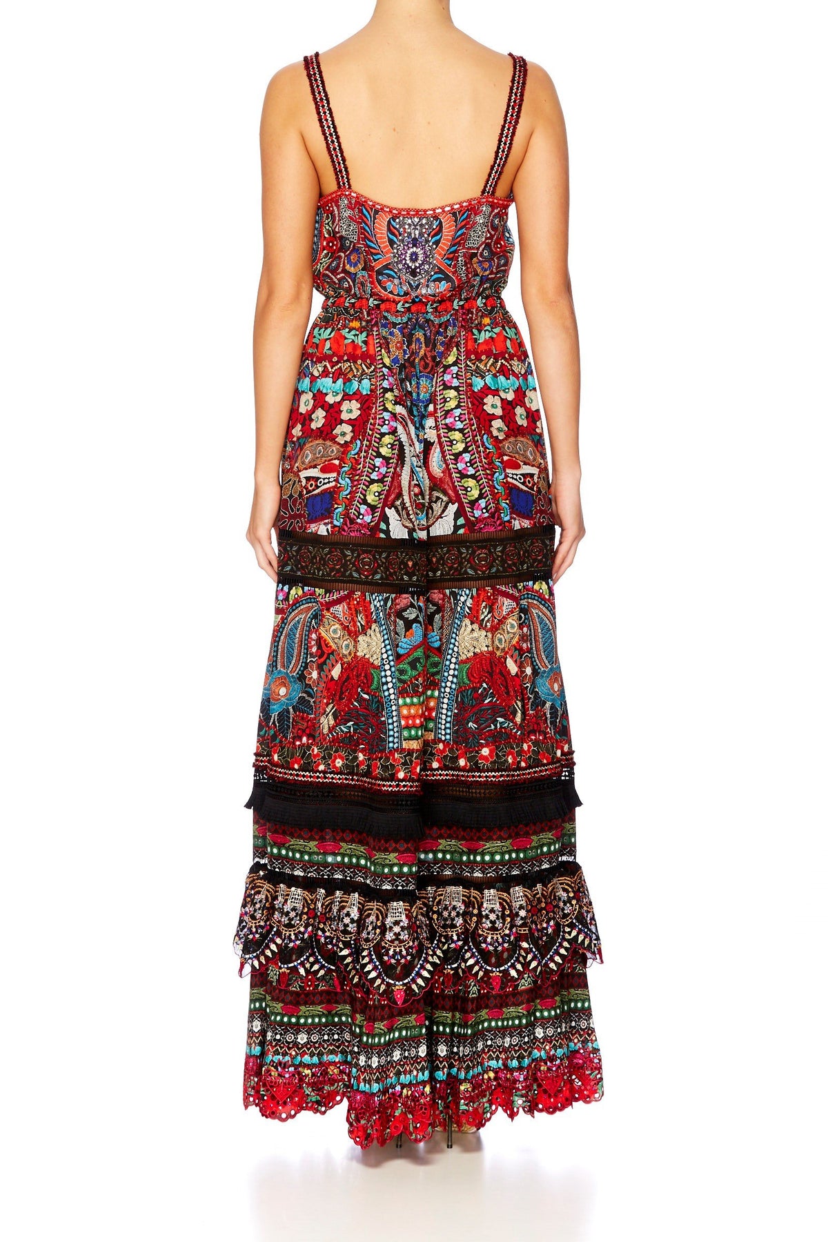 QUEEN ALIKA TIERED FRILL HEM LONG DRESS