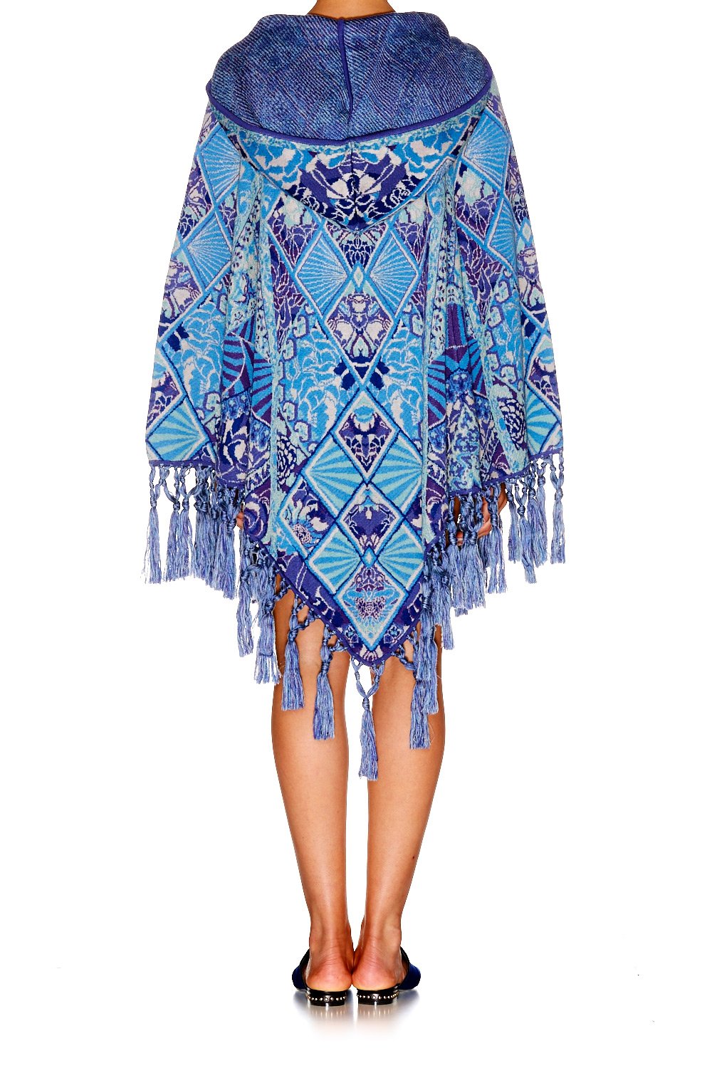 THE BLUE MARKET PRINTED PONCHO WITH HOOD