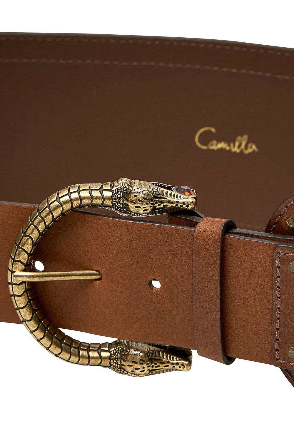 CINCHED LEATHER BELT TAN