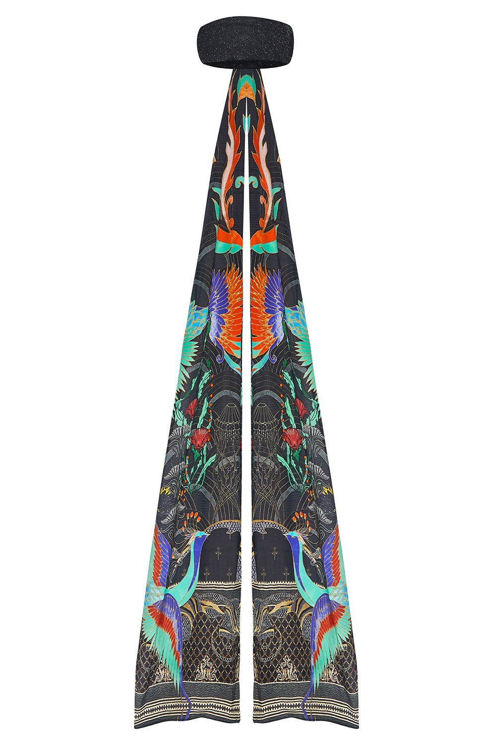 KNITTED HEADBAND WITH SILK SCARF WISE WINGS