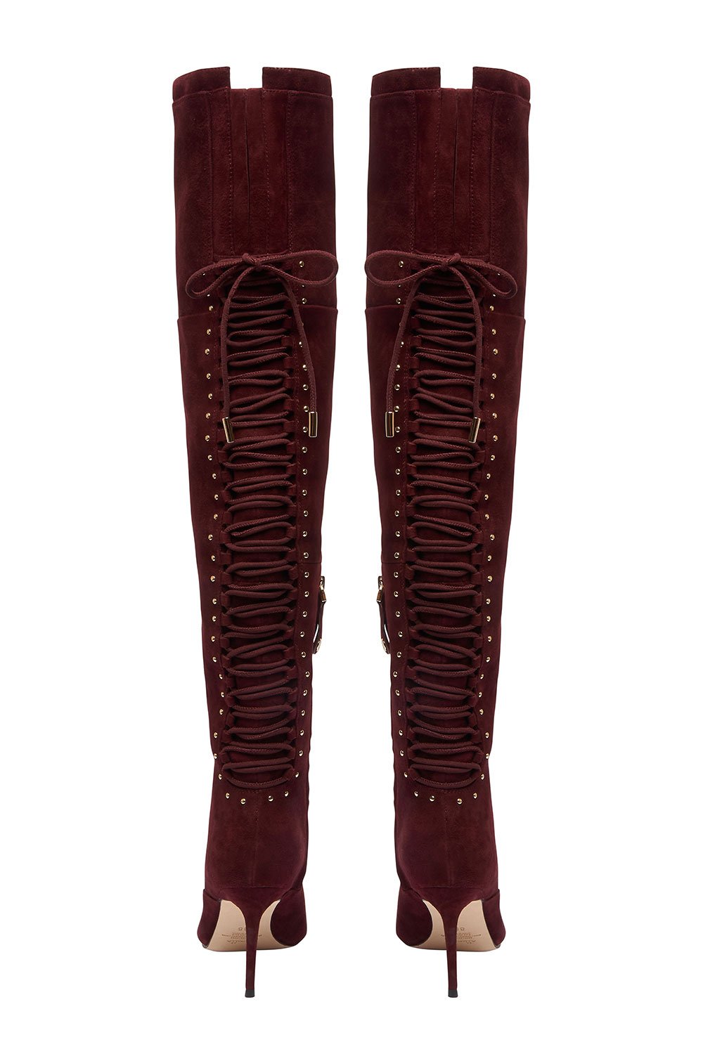 LACED THIGH HIGH BOOT BURGUNDY