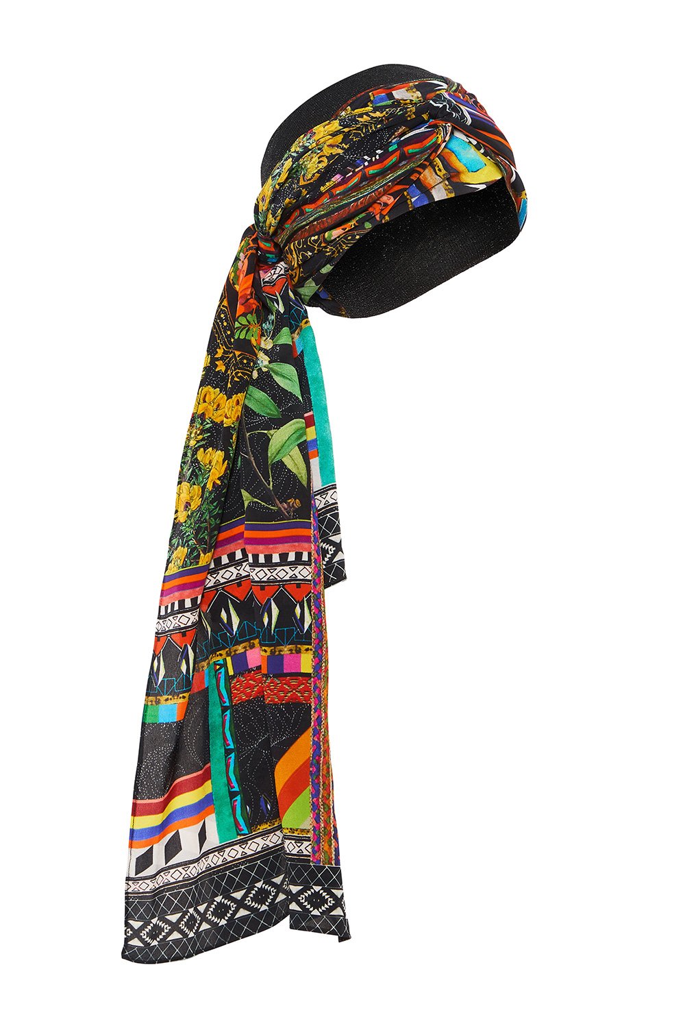 KNITTED HEADBAND WITH SILK SCARF BLACKHEATH BETTY