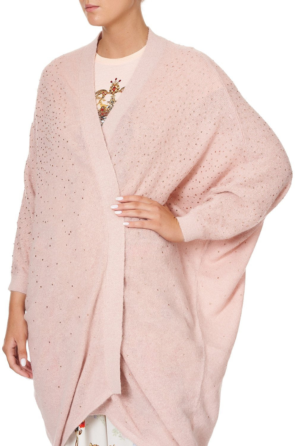 SOFT KNIT PONCHO WITH CRYSTALS PARTY IN THE PALACE