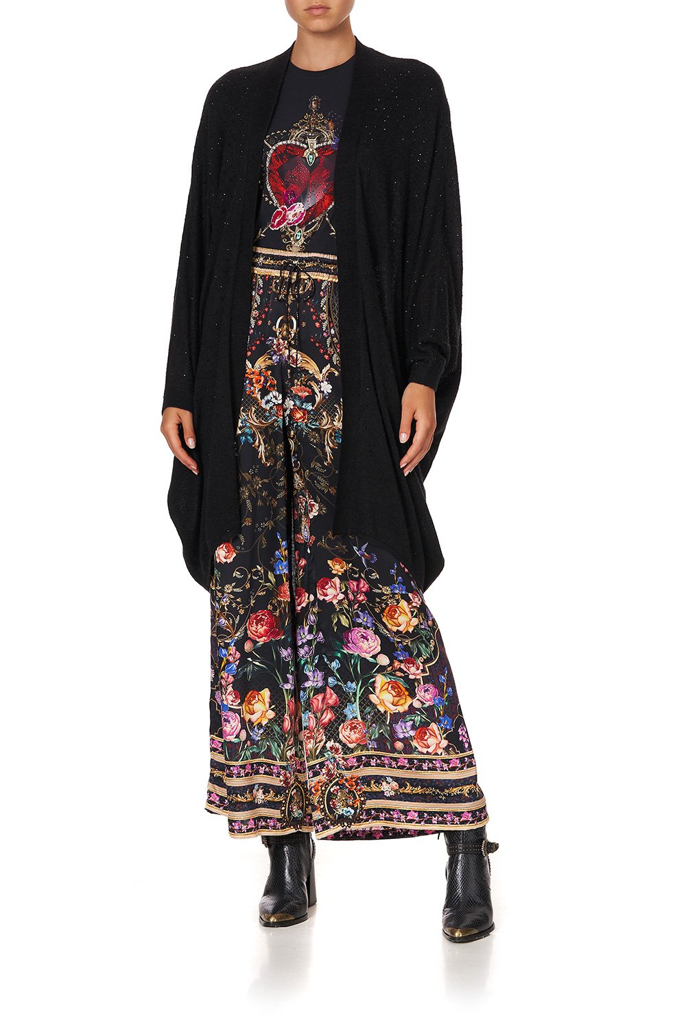 SOFT KNIT PONCHO WITH CRYSTALS BLUSHING MANOR