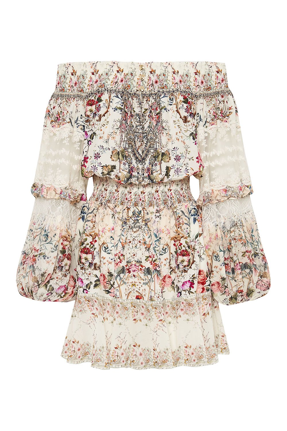 OFF SHOULDER SHORT DRESS LONDON LOOMS