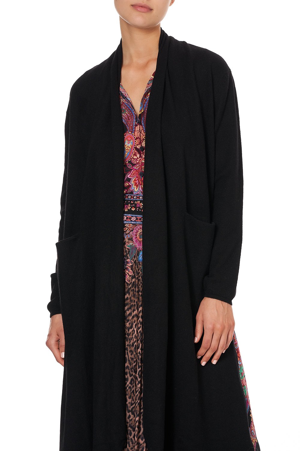 KNITTED CASUAL JACKET WITH SILK BACK SWINGING SIXTIES