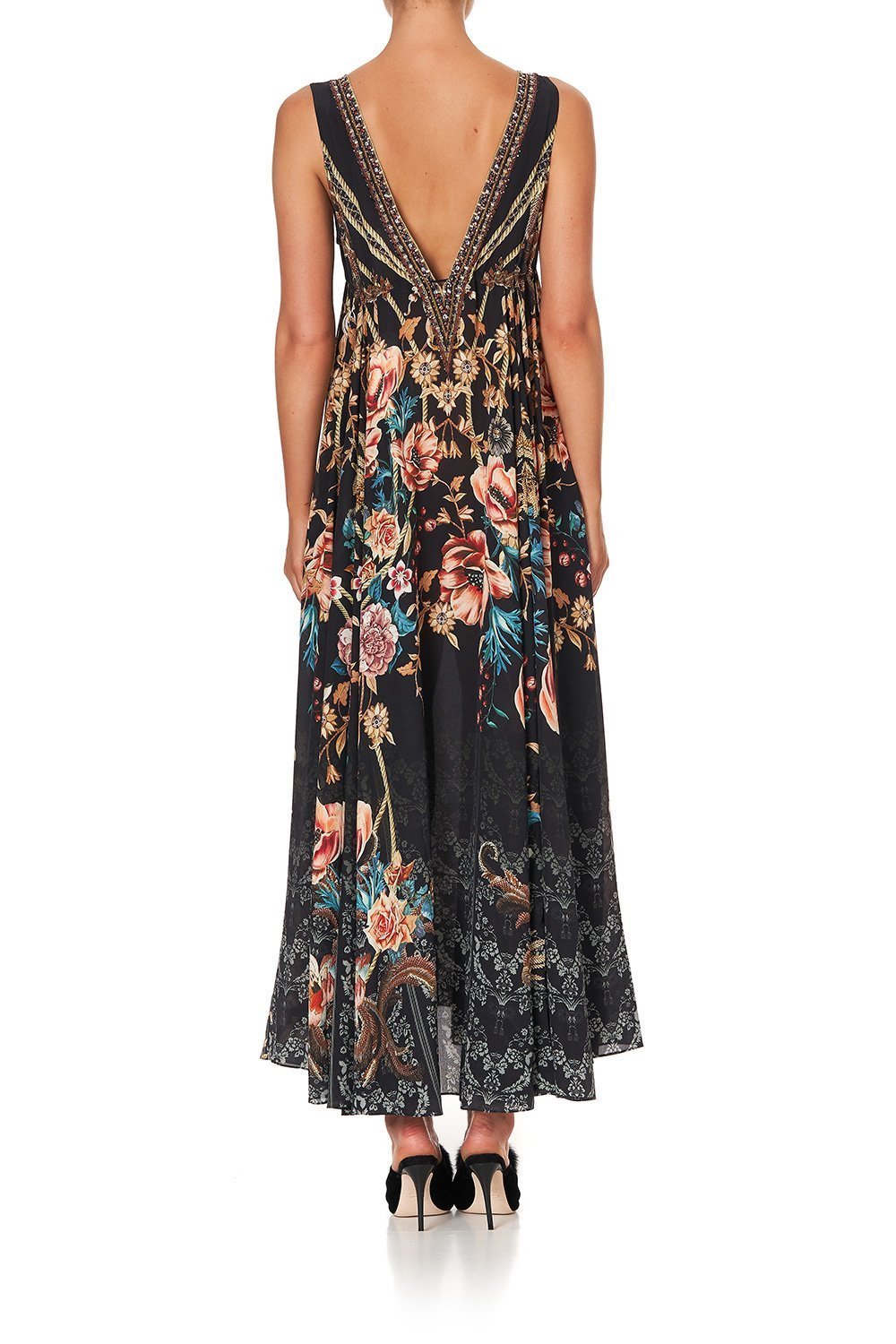 LONG V NECK DRAWSTRING DRESS BELLE OF THE BAROQUE