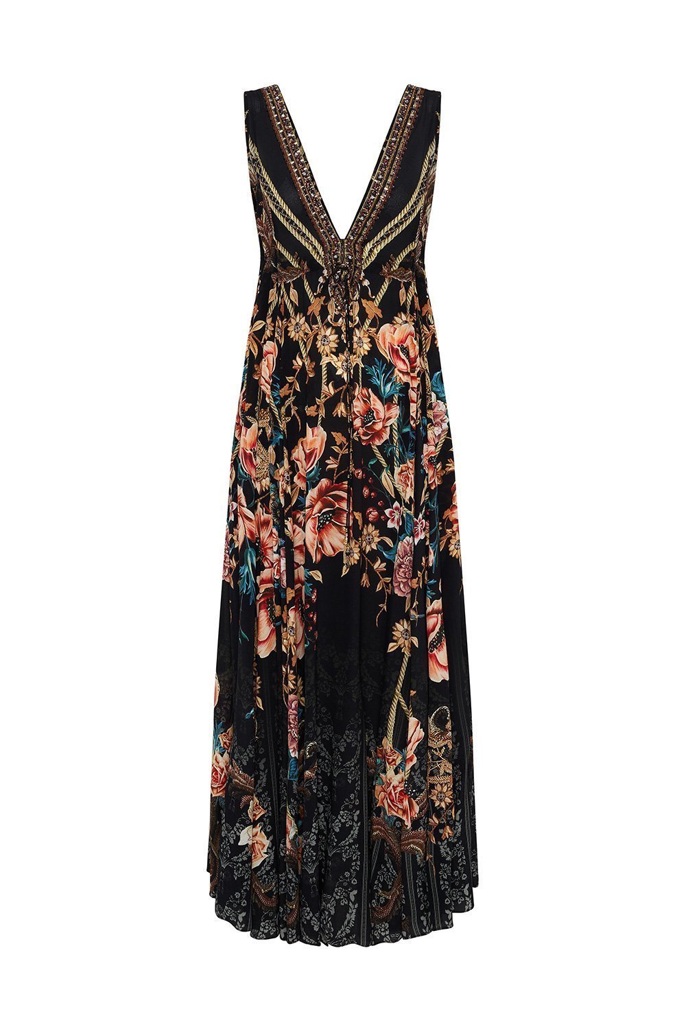 LONG V NECK DRAWSTRING DRESS BELLE OF THE BAROQUE