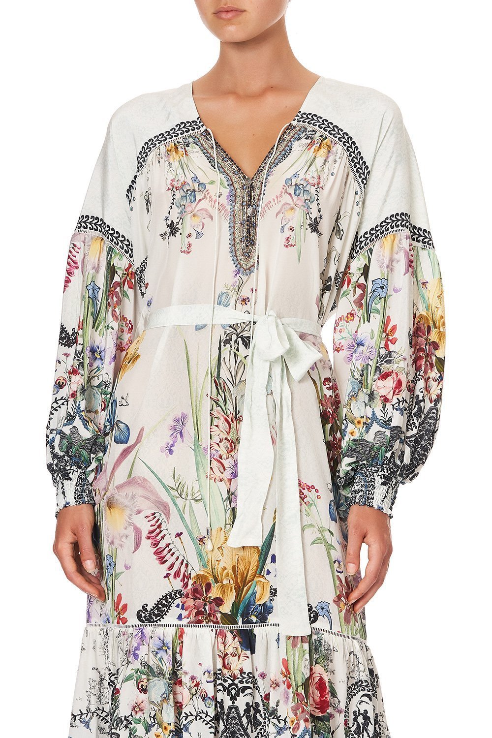 BLOUSON TIE DRESS WITH YOKE TRUE ROMANCE