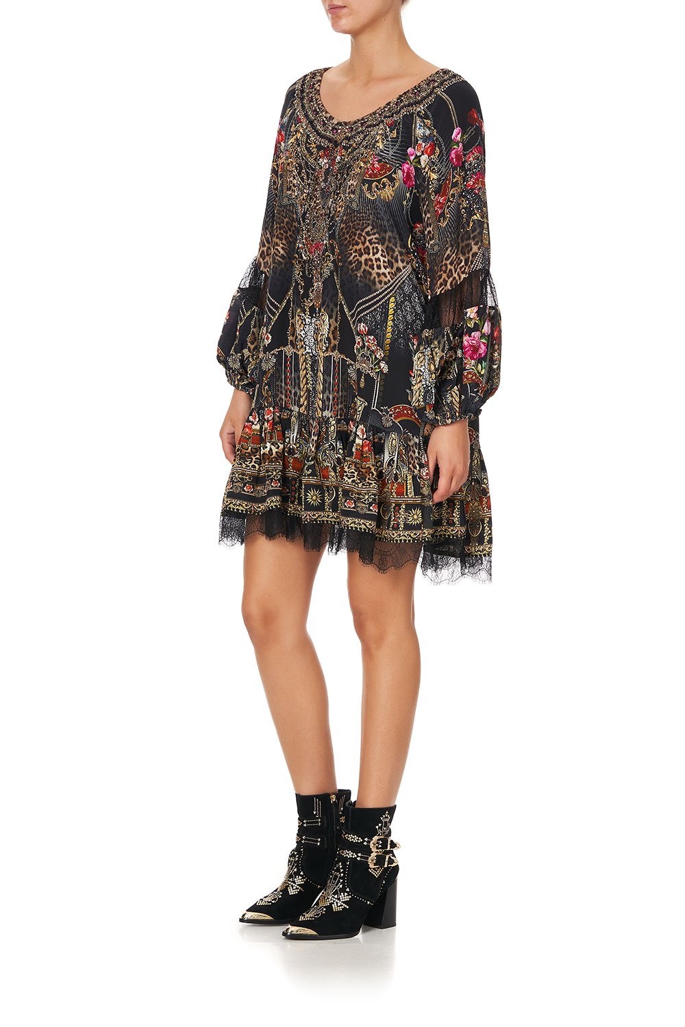 BLOUSON SLEEVE A LINE FRILL DRESS GOTHIC GODDESS