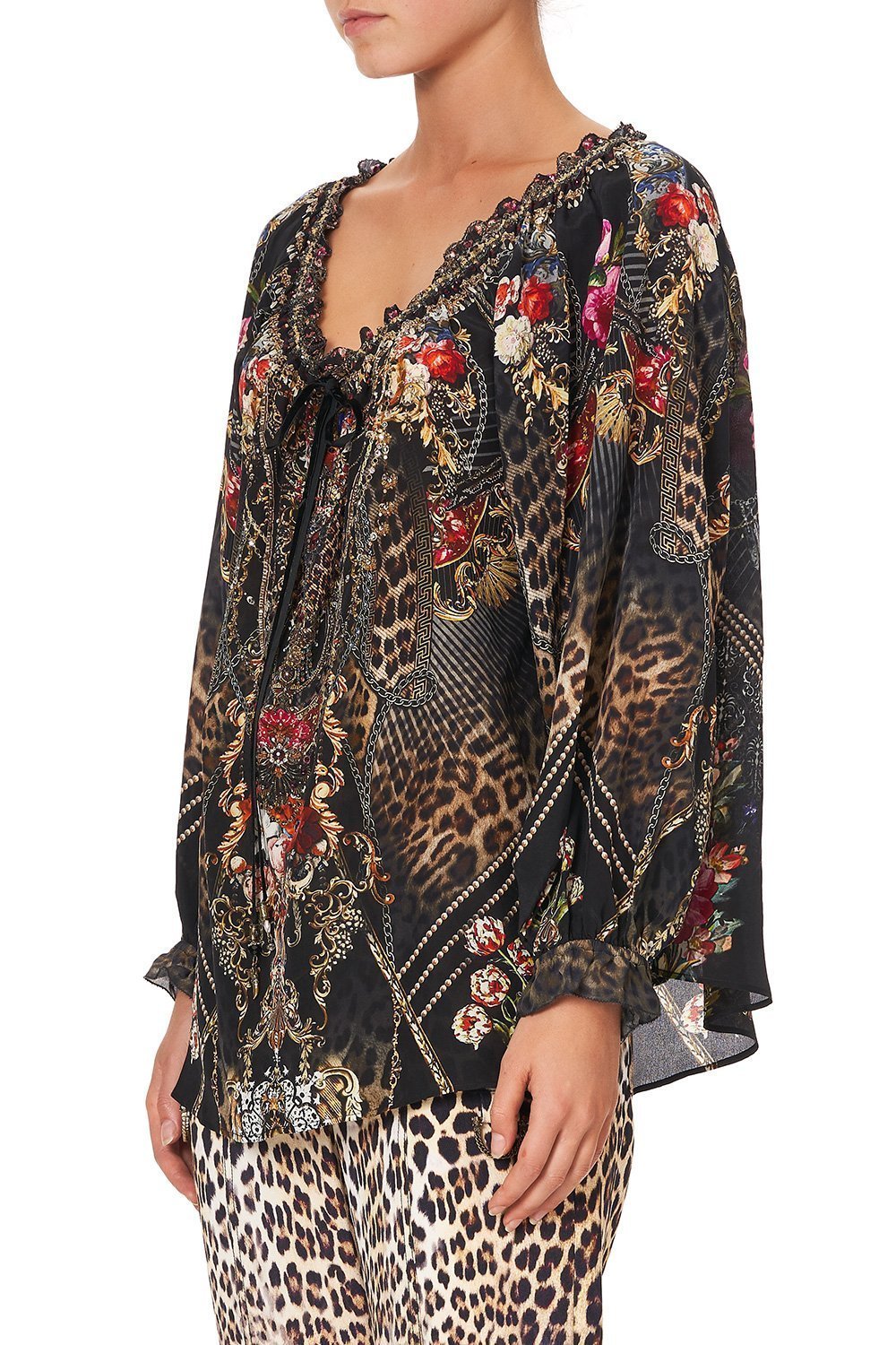 NECK TIE GATHERED BLOUSE GOTHIC GODDESS