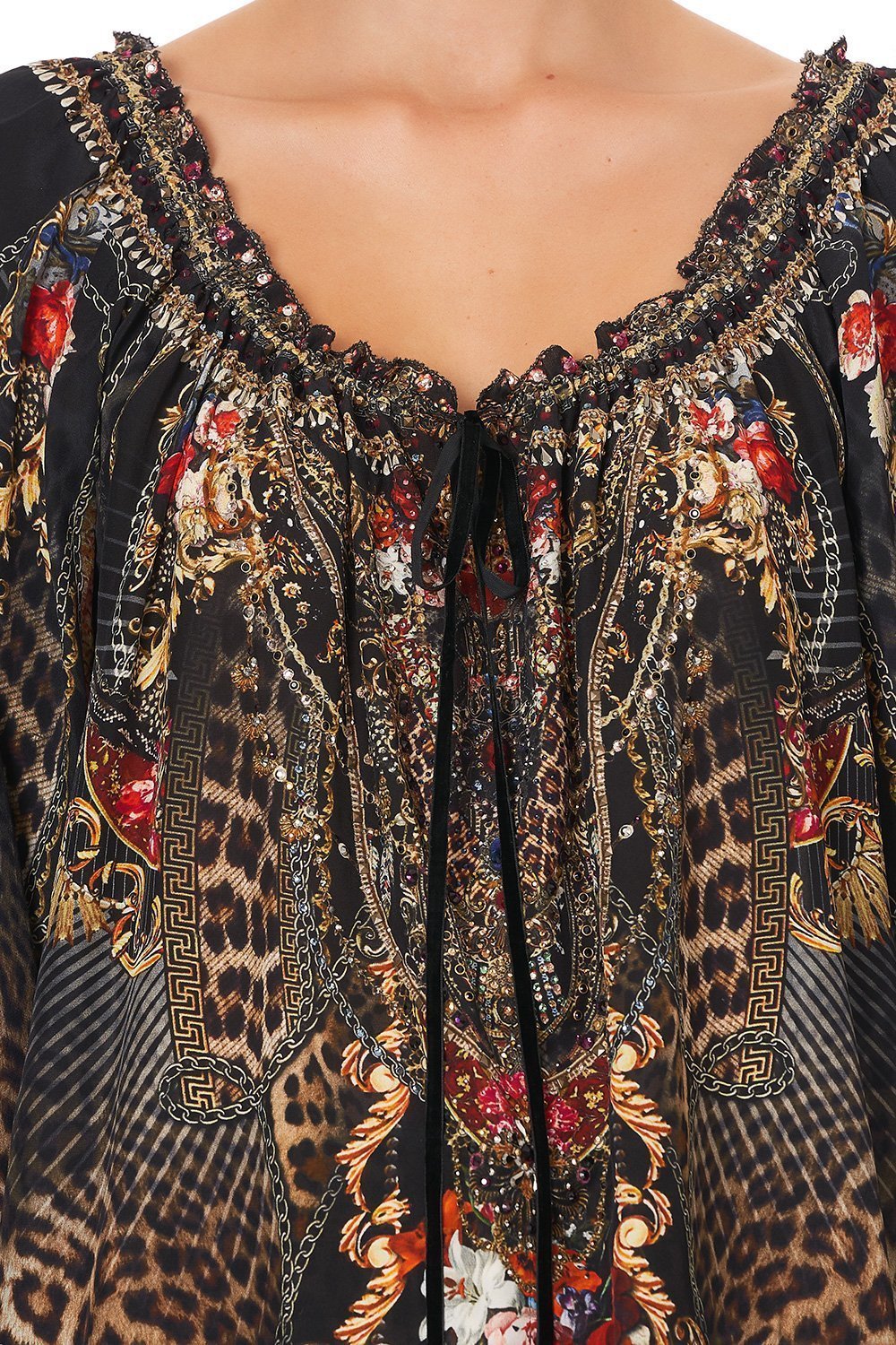 NECK TIE GATHERED BLOUSE GOTHIC GODDESS