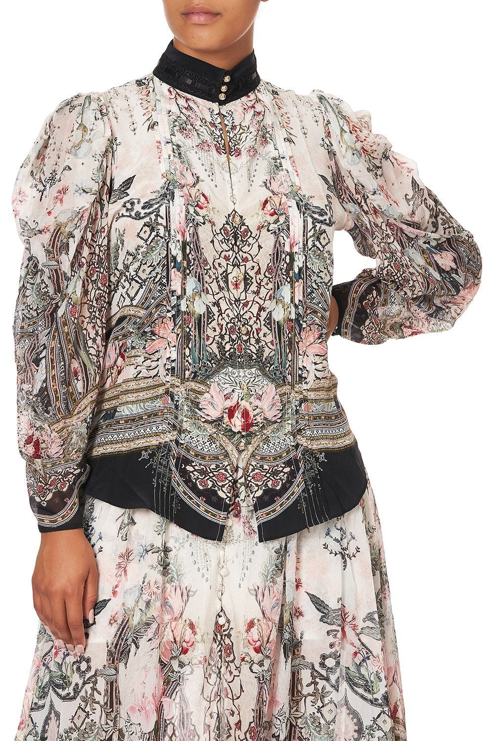 PINTUCK BLOUSE WITH DRAPED SLEEVE ROMANCE IS BORN