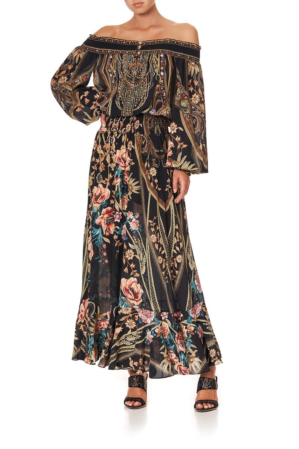 OFF SHOULDER SHIRRED DRESS BELLE OF THE BAROQUE