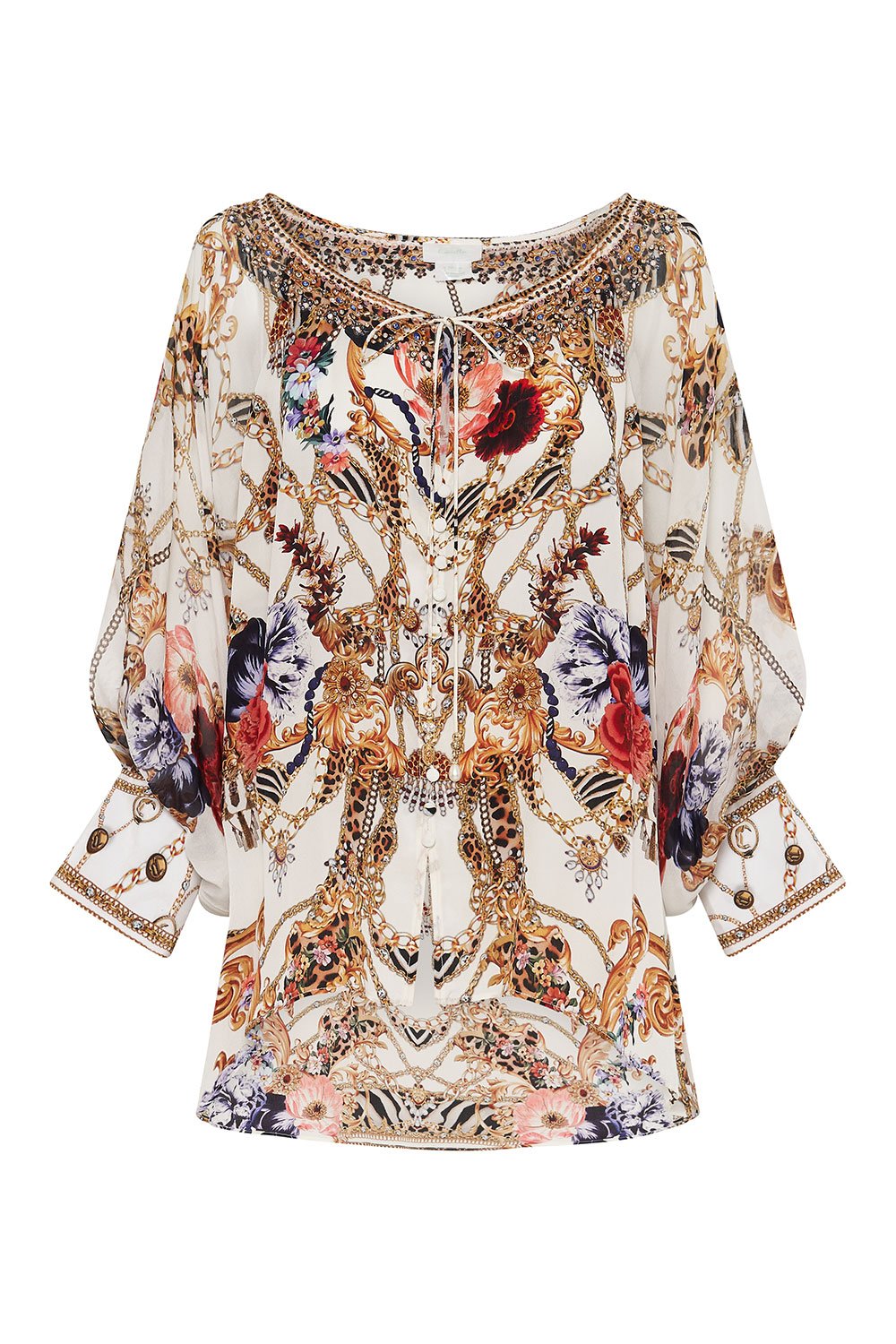 RAGLAN SLEEVE BUTTON UP TOP REIGN SUPREME