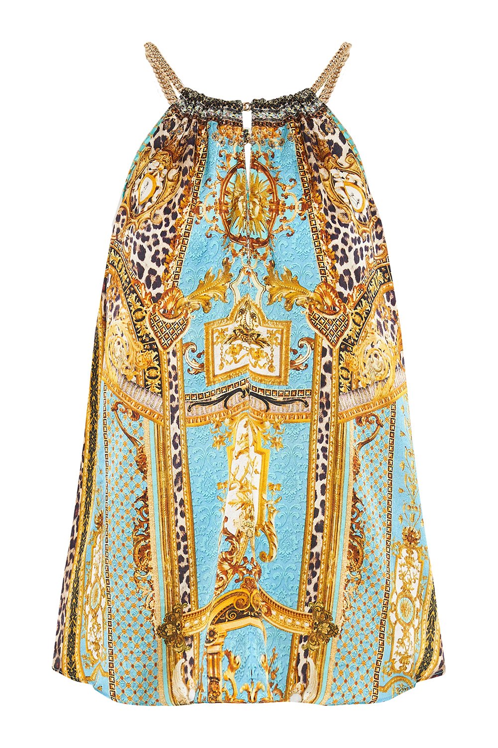 FLARED CAMI WITH NECK TIE DRIPPING IN DECADENCE