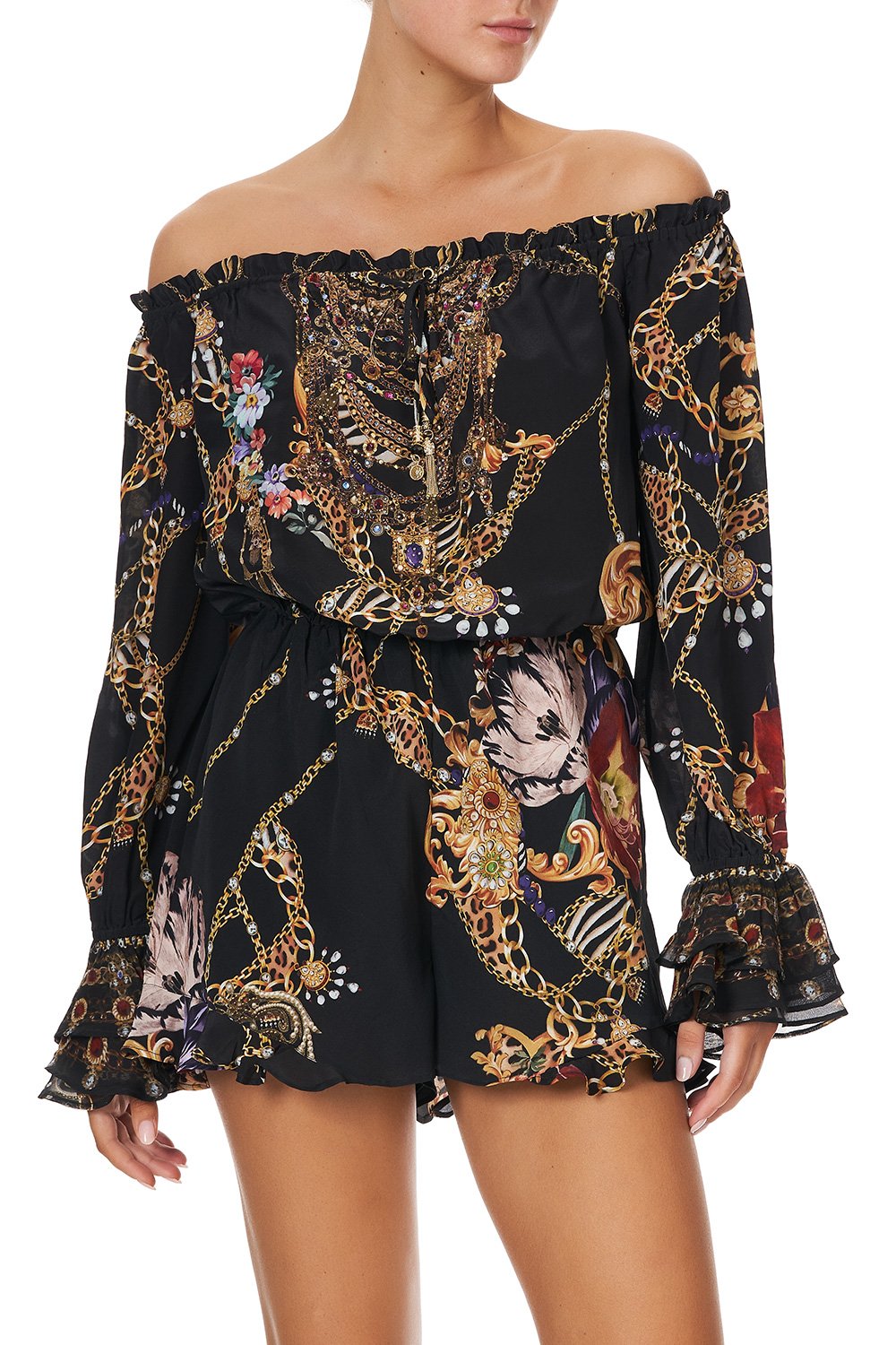 DROP SHOULDER FRILL PLAYSUIT A NIGHT IN THE 90S