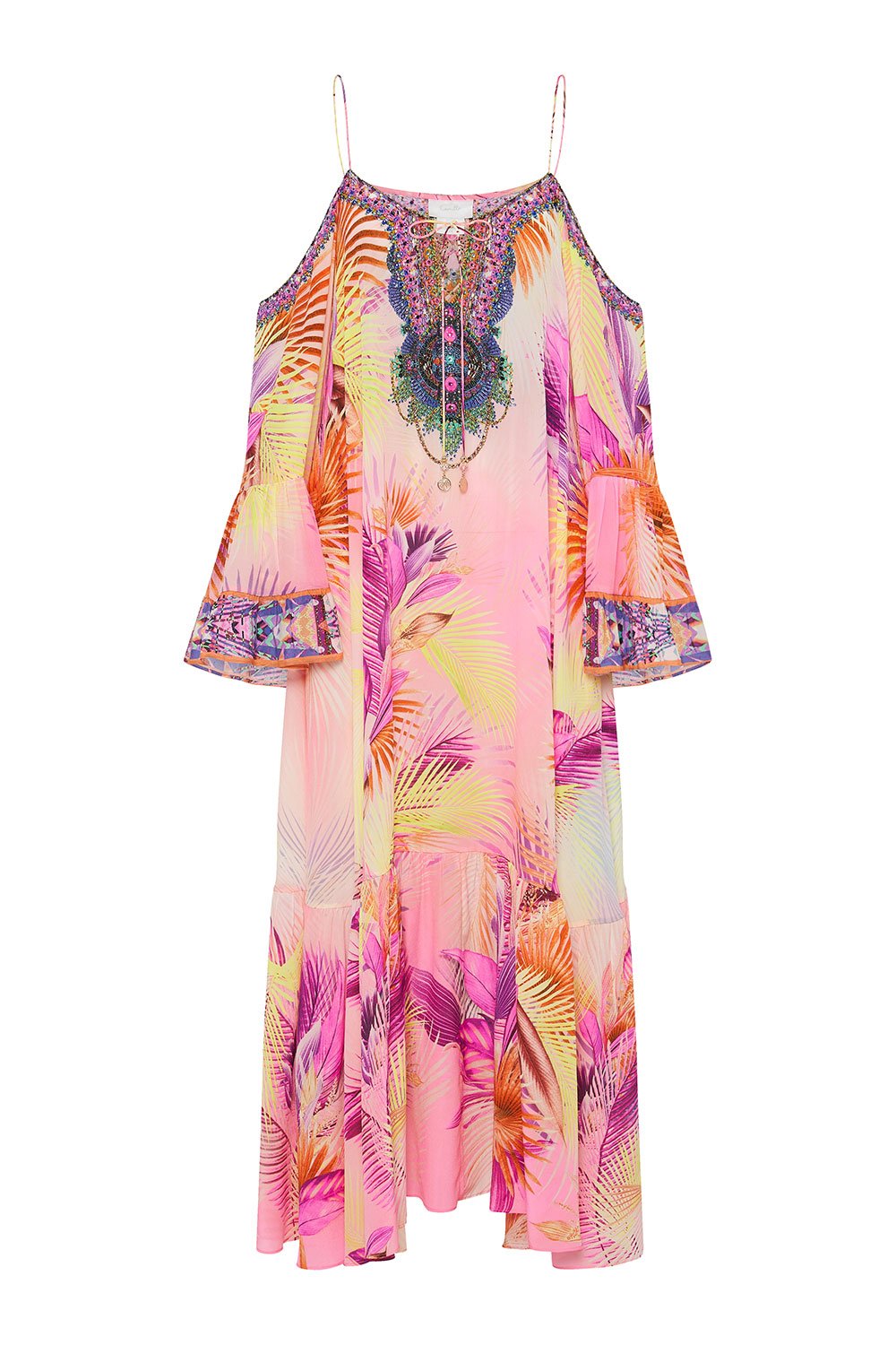 DROP SHOULDER LONG SLEEVE DRESS SOUTH BEACH SUNRISE