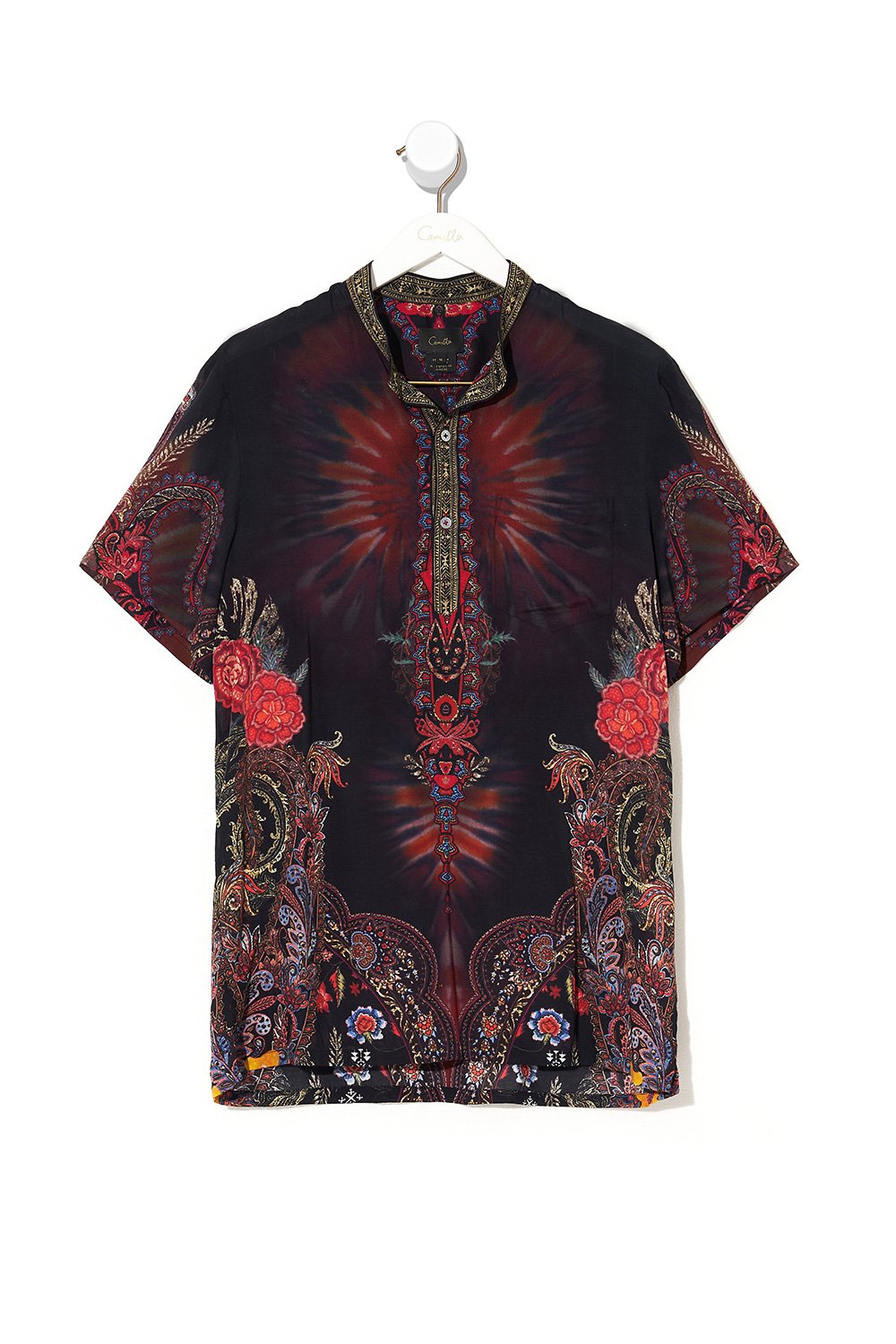 SHORT SLEEVE MANDARIN SHIRT WOODSTOCK ROCK